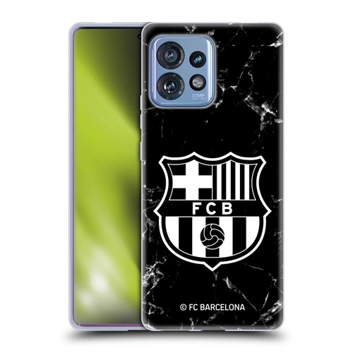 FC Barcelona Crest Patterns Black Marble Soft Gel Case for Motorola Moto Edge 40 Pro