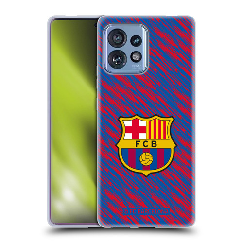 FC Barcelona Crest Patterns Glitch Soft Gel Case for Motorola Moto Edge 40 Pro
