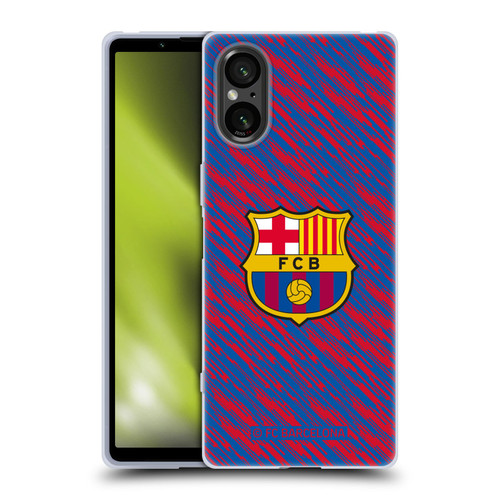 FC Barcelona Crest Patterns Glitch Soft Gel Case for Sony Xperia 5 V 5G