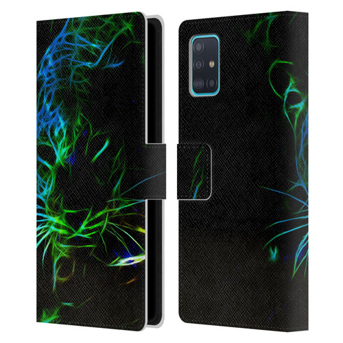 Simone Gatterwe Animals Neon Leopard Leather Book Wallet Case Cover For Samsung Galaxy A51 (2019)