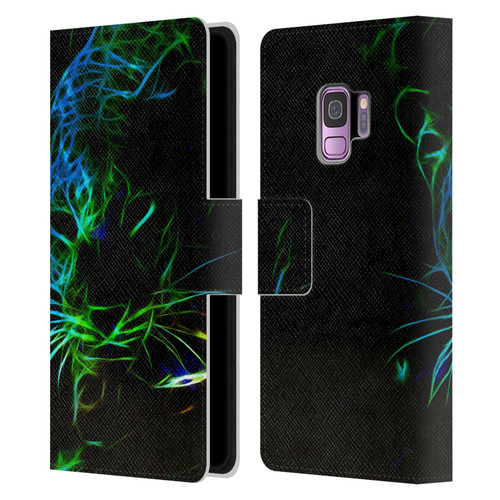 Simone Gatterwe Animals Neon Leopard Leather Book Wallet Case Cover For Samsung Galaxy S9
