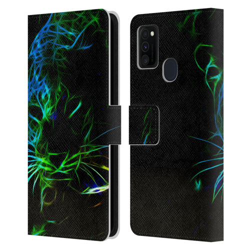 Simone Gatterwe Animals Neon Leopard Leather Book Wallet Case Cover For Samsung Galaxy M30s (2019)/M21 (2020)