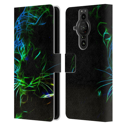 Simone Gatterwe Animals Neon Leopard Leather Book Wallet Case Cover For Sony Xperia Pro-I
