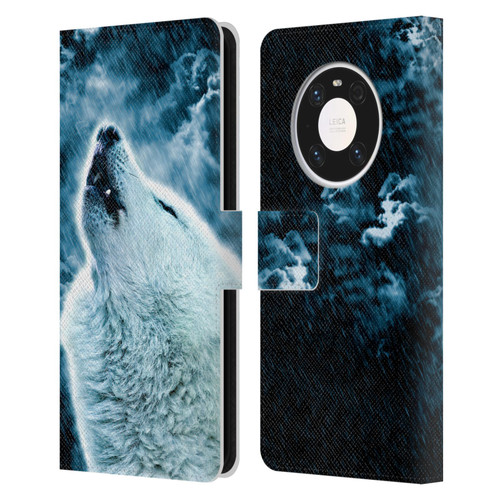 Simone Gatterwe Animals 2 Howling Wolf Leather Book Wallet Case Cover For Huawei Mate 40 Pro 5G