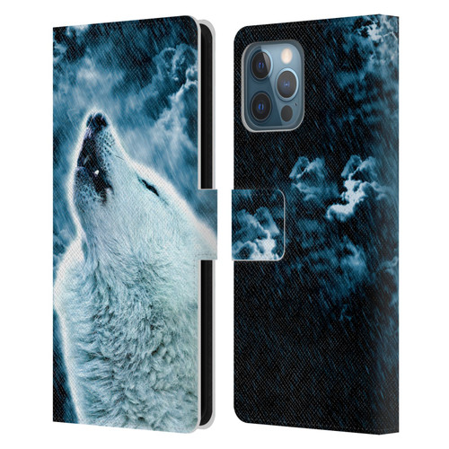 Simone Gatterwe Animals 2 Howling Wolf Leather Book Wallet Case Cover For Apple iPhone 12 Pro Max