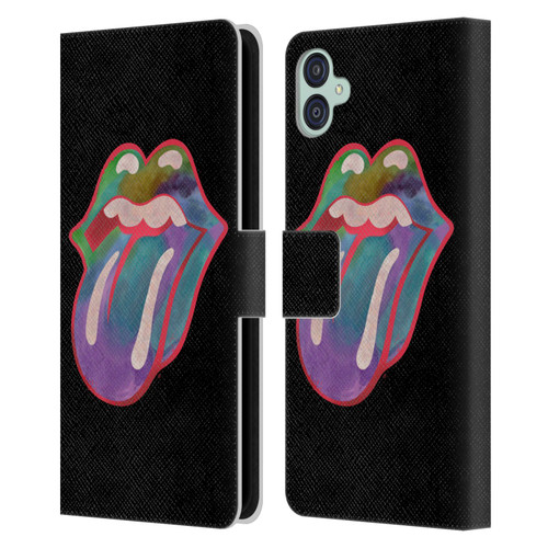 The Rolling Stones Graphics Watercolour Tongue Leather Book Wallet Case Cover For Samsung Galaxy M04 5G / A04e