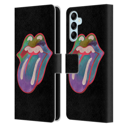 The Rolling Stones Graphics Watercolour Tongue Leather Book Wallet Case Cover For Samsung Galaxy M14 5G