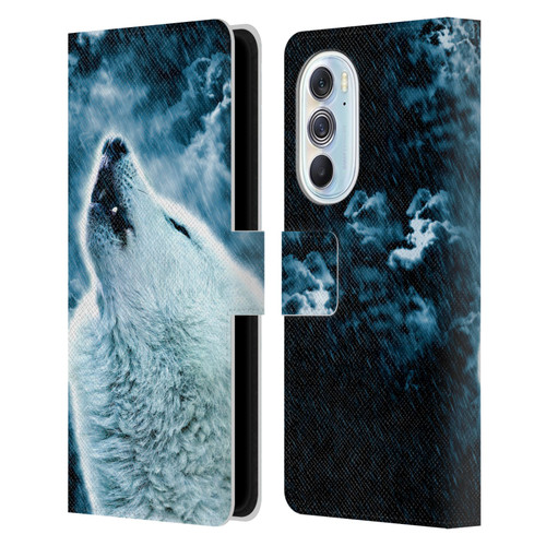 Simone Gatterwe Animals 2 Howling Wolf Leather Book Wallet Case Cover For Motorola Edge X30