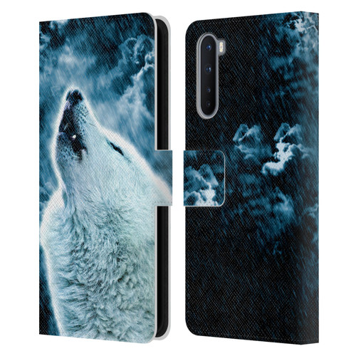 Simone Gatterwe Animals 2 Howling Wolf Leather Book Wallet Case Cover For OnePlus Nord 5G