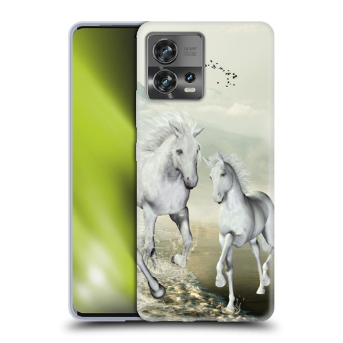 Simone Gatterwe Horses White On The Beach Soft Gel Case for Motorola Moto Edge 30 Fusion