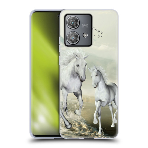 Simone Gatterwe Horses White On The Beach Soft Gel Case for Motorola Edge 40 Neo 5G