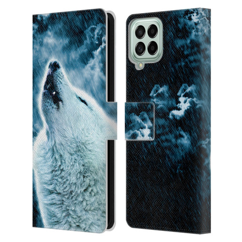Simone Gatterwe Animals 2 Howling Wolf Leather Book Wallet Case Cover For Samsung Galaxy M33 (2022)