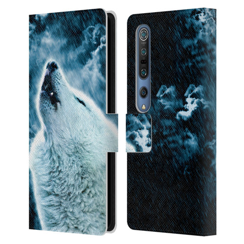 Simone Gatterwe Animals 2 Howling Wolf Leather Book Wallet Case Cover For Xiaomi Mi 10 5G / Mi 10 Pro 5G