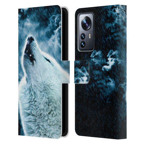 Simone Gatterwe Animals 2 Howling Wolf Leather Book Wallet Case Cover For Xiaomi 12 Pro
