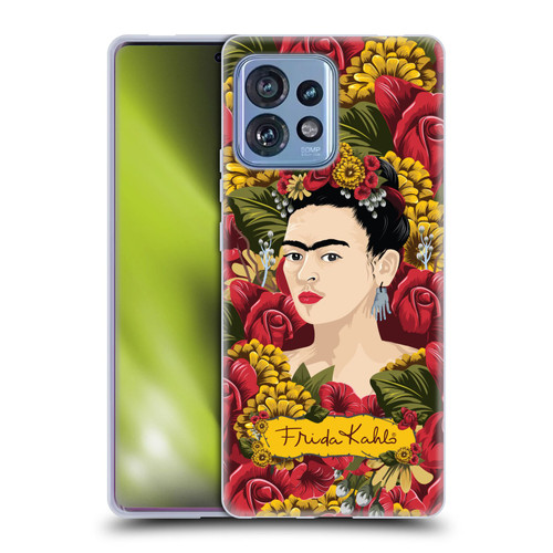 Frida Kahlo Red Florals Portrait Pattern Soft Gel Case for Motorola Moto Edge 40 Pro