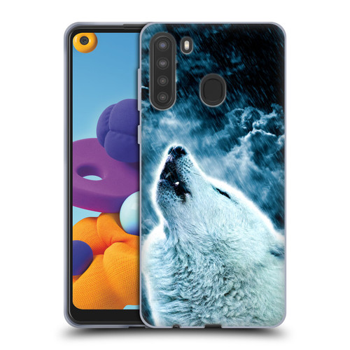 Simone Gatterwe Animals 2 Howling Wolf Soft Gel Case for Samsung Galaxy A21 (2020)