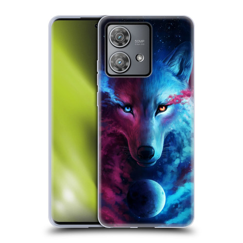 Jonas "JoJoesArt" Jödicke Wildlife Wolf Galaxy Soft Gel Case for Motorola Edge 40 Neo 5G
