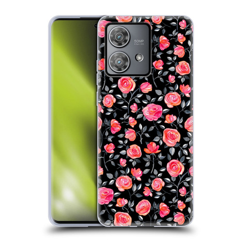 Micklyn Le Feuvre Florals Roses on Black Soft Gel Case for Motorola Edge 40 Neo 5G