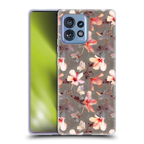 Micklyn Le Feuvre Florals Coral Hibiscus Soft Gel Case for Motorola Moto Edge 40 Pro