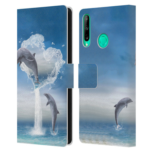 Simone Gatterwe Dolphins Lovers Leather Book Wallet Case Cover For Huawei P40 lite E