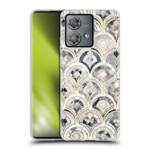 Micklyn Le Feuvre Marble Patterns Monochrome Art Deco Tiles Soft Gel Case for Motorola Edge 40 Neo 5G
