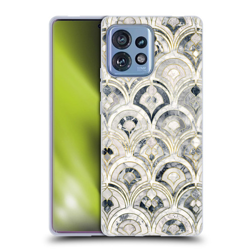 Micklyn Le Feuvre Marble Patterns Monochrome Art Deco Tiles Soft Gel Case for Motorola Moto Edge 40 Pro