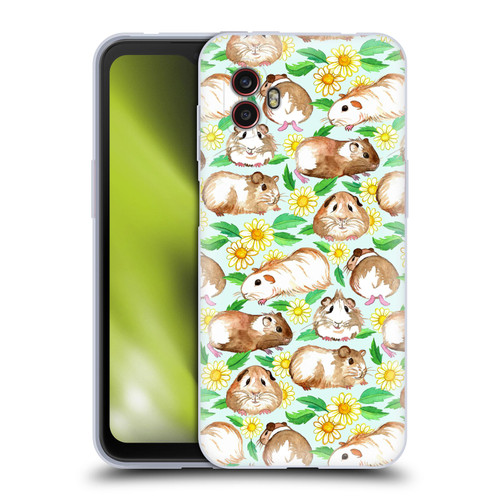 Micklyn Le Feuvre Patterns 2 Guinea Pigs And Daisies In Watercolour On Mint Soft Gel Case for Samsung Galaxy Xcover6 Pro/Pro2