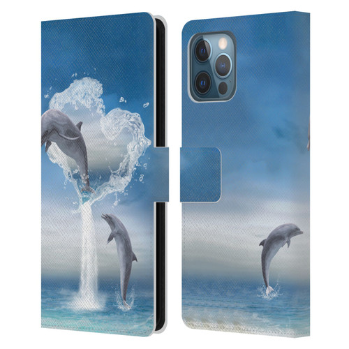 Simone Gatterwe Dolphins Lovers Leather Book Wallet Case Cover For Apple iPhone 12 Pro Max