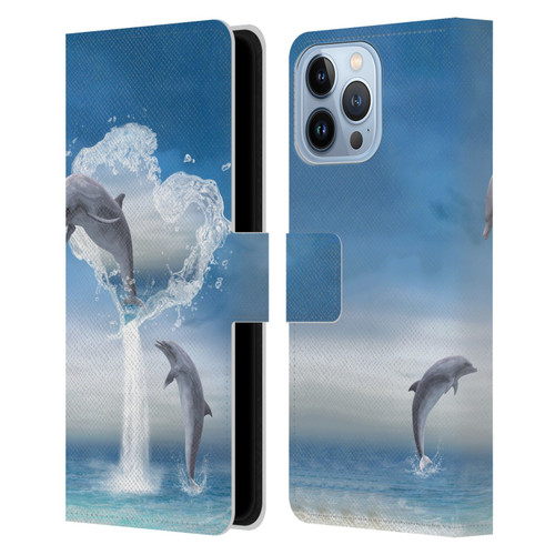 Simone Gatterwe Dolphins Lovers Leather Book Wallet Case Cover For Apple iPhone 13 Pro Max