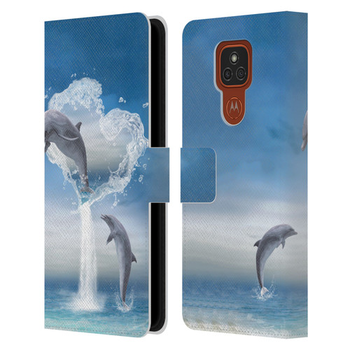 Simone Gatterwe Dolphins Lovers Leather Book Wallet Case Cover For Motorola Moto E7 Plus