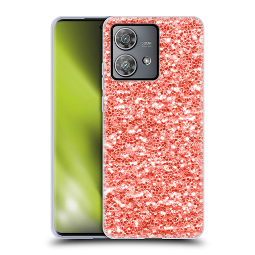 PLdesign Sparkly Coral Coral Sparkle Soft Gel Case for Motorola Edge 40 Neo 5G