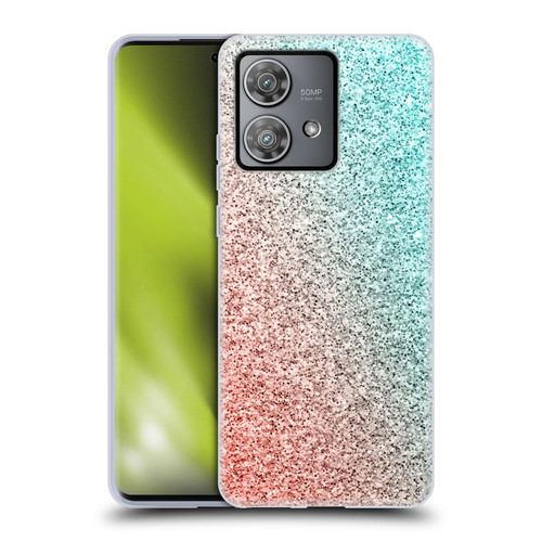 PLdesign Sparkly Coral Coral Pink Viridian Green Soft Gel Case for Motorola Edge 40 Neo 5G