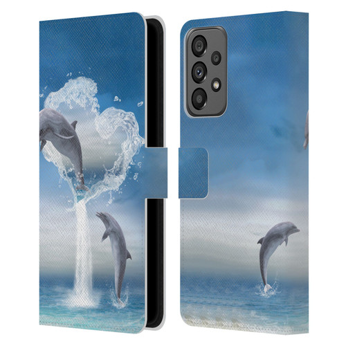 Simone Gatterwe Dolphins Lovers Leather Book Wallet Case Cover For Samsung Galaxy A73 5G (2022)