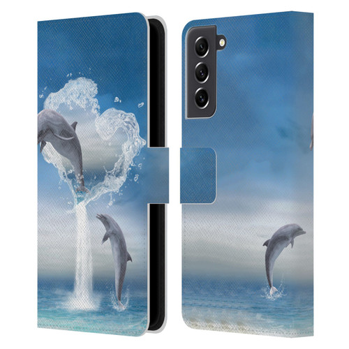Simone Gatterwe Dolphins Lovers Leather Book Wallet Case Cover For Samsung Galaxy S21 FE 5G