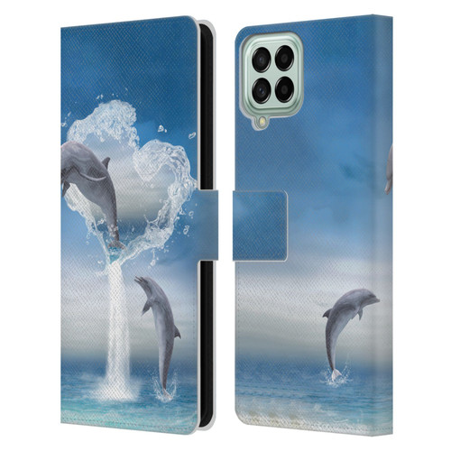 Simone Gatterwe Dolphins Lovers Leather Book Wallet Case Cover For Samsung Galaxy M33 (2022)