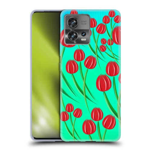 Grace Illustration Lovely Floral Red Tulips Soft Gel Case for Motorola Moto Edge 30 Fusion