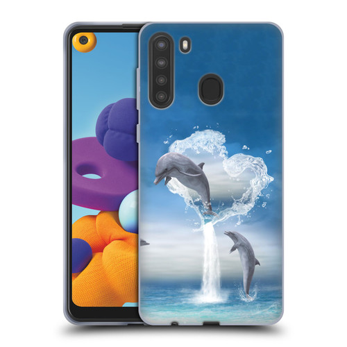 Simone Gatterwe Dolphins Lovers Soft Gel Case for Samsung Galaxy A21 (2020)