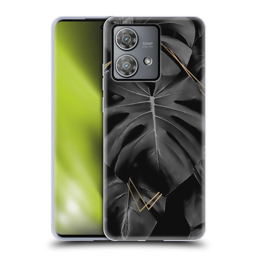 LebensArt Elegance in Black Deep Monstera Soft Gel Case for Motorola Edge 40 Neo 5G