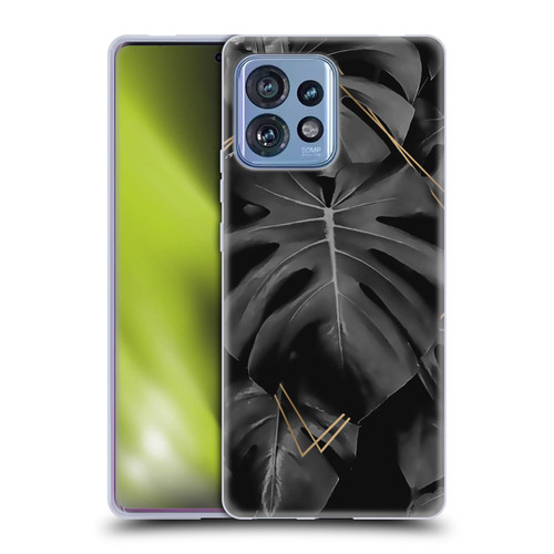 LebensArt Elegance in Black Deep Monstera Soft Gel Case for Motorola Moto Edge 40 Pro
