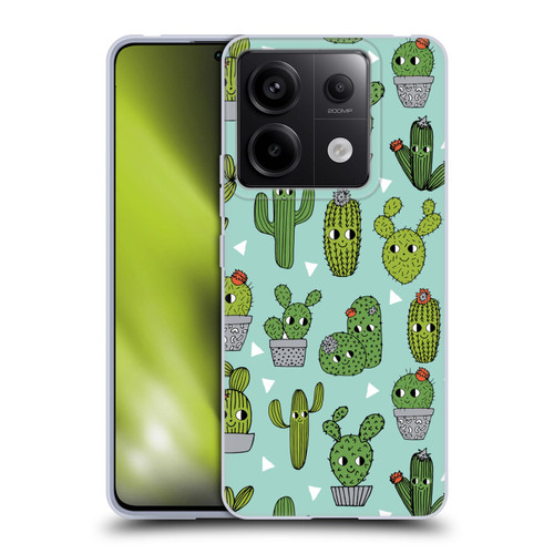 Andrea Lauren Design Plant Pattern Happy Cactus Soft Gel Case for Xiaomi Redmi Note 13 Pro 5G