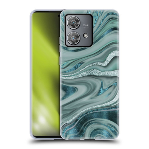 LebensArt Geo Liquid Marble Sea Foam Green Soft Gel Case for Motorola Edge 40 Neo 5G