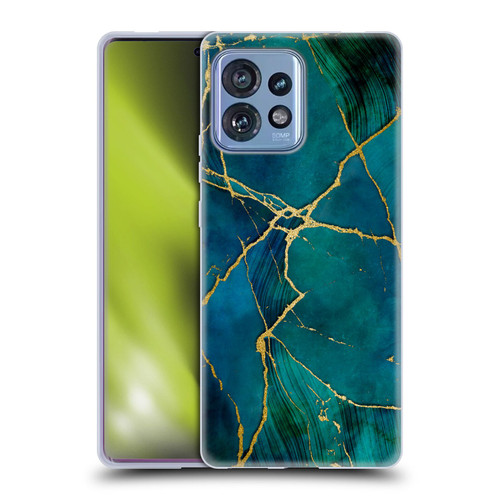 LebensArt Mineral Marble Blue And Gold Soft Gel Case for Motorola Moto Edge 40 Pro