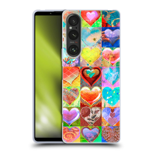 Aimee Stewart Colourful Sweets Hearts Grid Soft Gel Case for Sony Xperia 1 V 5G
