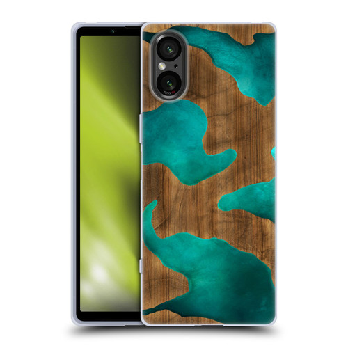Alyn Spiller Wood & Resin Aqua Soft Gel Case for Sony Xperia 5 V 5G