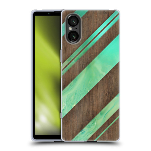 Alyn Spiller Wood & Resin Diagonal Stripes Soft Gel Case for Sony Xperia 5 V 5G