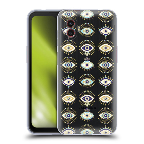 Cat Coquillette Linear White Evil Eyes Pattern Soft Gel Case for Samsung Galaxy Xcover6 Pro/Pro2