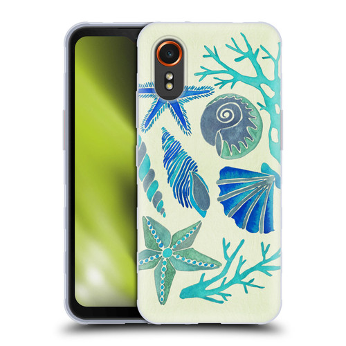 Cat Coquillette Sea Seashells Blue Soft Gel Case for Samsung Galaxy Xcover7 5G