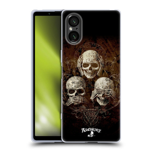 Alchemy Gothic Skull No Evil Three Skull Soft Gel Case for Sony Xperia 5 V 5G