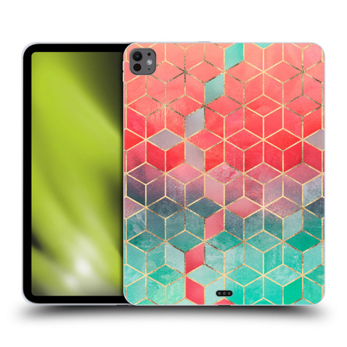 Elisabeth Fredriksson Cubes Collection Rose And Turquoise Soft Gel Case for Apple iPad Pro 13 M4 2024