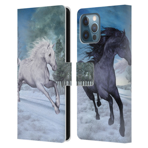 Simone Gatterwe Horses Freedom In The Snow Leather Book Wallet Case Cover For Apple iPhone 12 Pro Max